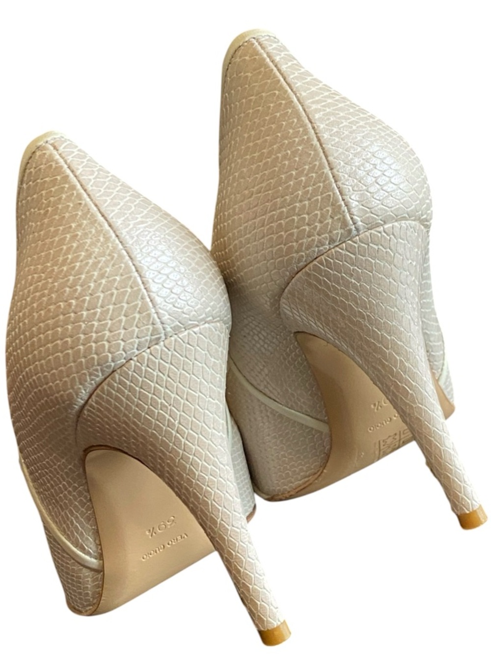 Bruno Magli Python Skin Cream Pointed Toe Pumps - Picture 4 of 10